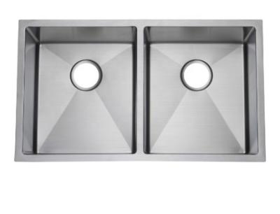 China Undermount Double Bowl Brushed Stainless Steel Kitchen Sink for sale