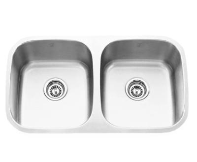 China 1.5mm Thickness Double Bowl Undermount Stainless Steel Sink for sale