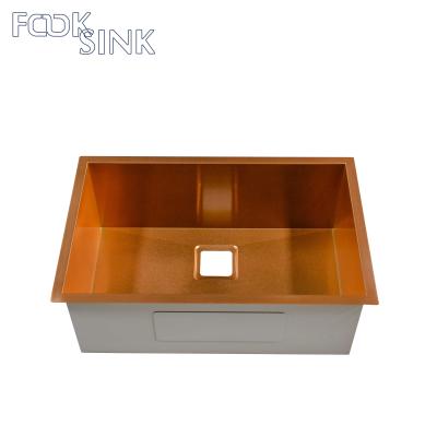China Apartment Stainless Steel 304 Single bowl Sink For Kitchen Rose Gold for sale