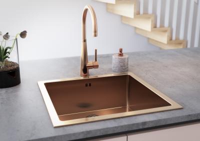 China 18 Inch Gold Undermount Stainless Steel Kitchen Sink Tight Radius Curved Corner 16G for sale