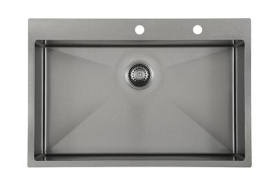 China 16 Guage SS Kitchen Sink Pvd Nano Over The Counter Top Matte Black for sale