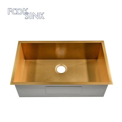 China CUPC Gold PVD Nano 1 Bowl Stainless Steel Kitchen Sink for sale