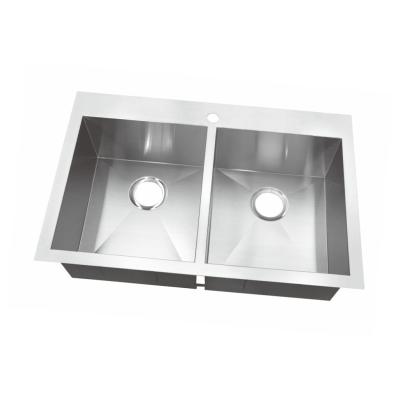 China PVD Stainless Steel 304 Kitchen Sink Double Counter Top Basin for sale