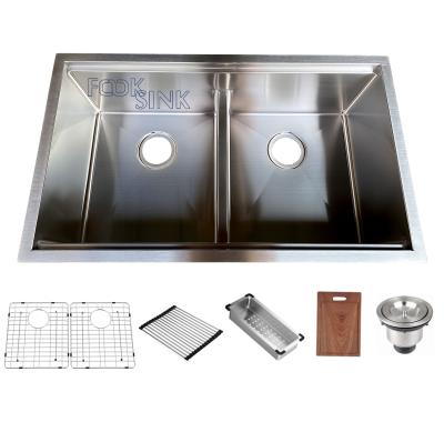 China Workstation Double 50/50 Undermount Kitchen Sink For Apartment for sale