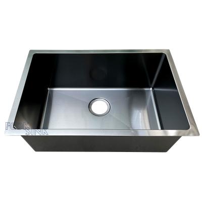 China PVD Matt Black Stainless Steel Kitchen Sink Off Set Drain Hole For Home Decor for sale