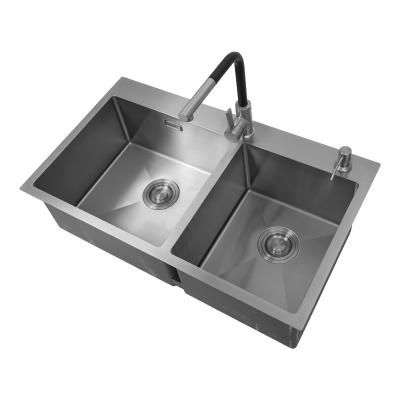 China Two Bowl Drop In topmount stainless steel kitchen sink Contemporary for sale
