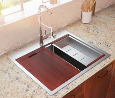 China Brushed Stainless Single Bowl Workstation Kitchen Sink Drop In Kitchen Handmade Sink for sale