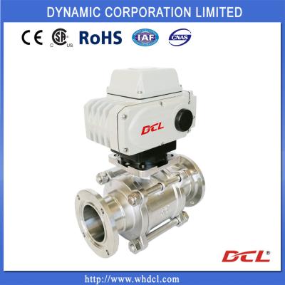 China Super Small Torque 24VDC DN65 2 Piece Sanitary Ball Valve for sale