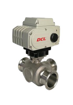 China 2 3 Way Clamp Type Quick Install Electric Actuated Ball Valve Stainless Steel for sale