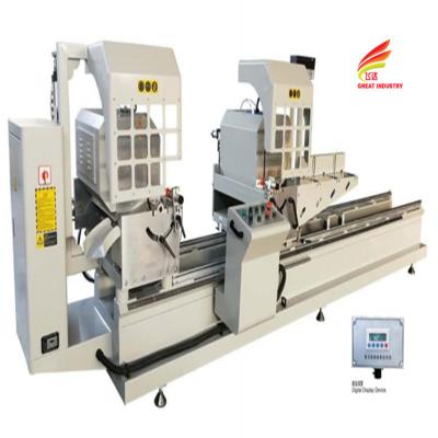 China Double bevel saw digital display pvc window door machine aluminum pvc profile double blade mitre saw for sale