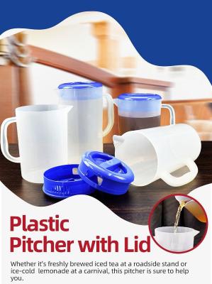 China Plastic Pitcher with Lid BPA-FREE Eco-Friendly Carafes Mix Drinks Water Jug Lemonade Juice Beverage Jar Ice for sale