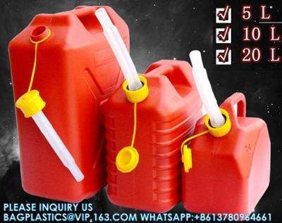 China Red Color 2.5 Gallon Plastic Gas Jerry Can 10 Litre HDPE Gasoline Diesel Fuel Container Flexible Spout for sale
