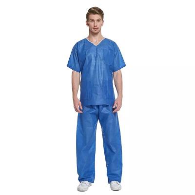 China Non Woven Disposable Medical Clothing Unisex Hospital Scrub Suit For Doctors And Nurses for sale