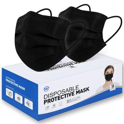 China Tampa respirável preta da boca de Mascarilla Desechable de 3 camadas das máscaras descartáveis da máscara protetora de S&J para o adulto Men&Women à venda