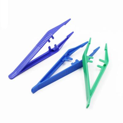 China SJ Disposable Medical Surgical Plastic Pliers Colorful Medical Disposable Plastic Tweezers For Dental Hospital for sale