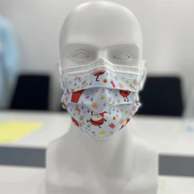 China SJ Fashion Christmas Printed Facemask 3 Ply Disposable Face Mask Dust Protective Civil Mask en venta