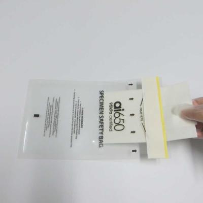 China el espécimen del Biohazard 95kpa empaqueta bolsos autos-adhesivo claros de la bolsa plástica del sello en venta