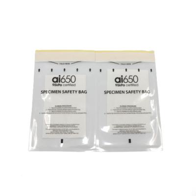 China Lab 50PCS Biohazard Specimen Bag With Zip Lock Top And Outside Pocket for sale