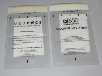 China Laminated 95Kpa Biohazard Transport Specimen Bags for sale