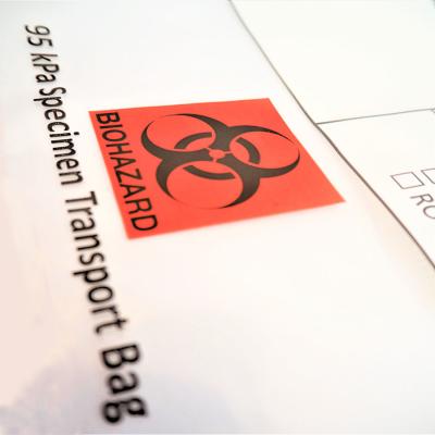 China Jungfrau LDPE-Schieber-Dichtung 95kpa Biohazard-Tasche Flexo-Drucken zu verkaufen