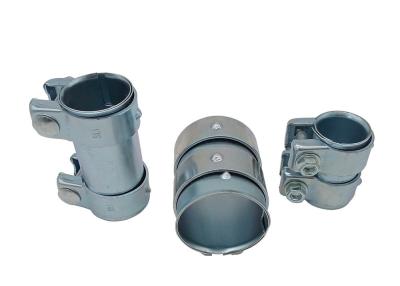 China 2 Inch Metal Pipe Couplings Bolt Butt Joint Exhaust Sleeve Clamp Band Muffler for sale