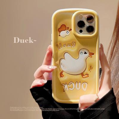 Cina Stereoscopic 3D Fun Duck Apple Phone Case Iphone 11 12 14 13 14pro Max Full Package in vendita
