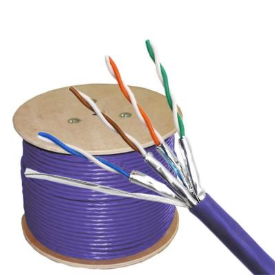 China Al Foil Braiding Shield Cat6A LAN Cable With Bare Copper Conductor à venda