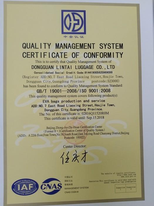 ISO9001:2008 - Dongguan Lintai Luggage Co., Ltd.