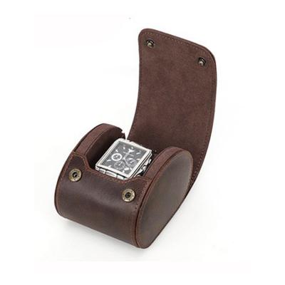中国 Vegan Real Leather Single Watch Winder Box Display Holder One Slot Watch Case Roll With Suede Interior 販売のため