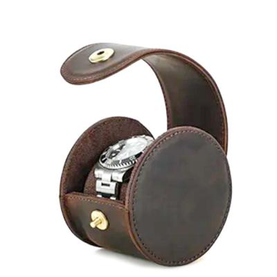 China Handcrafted Full Leather Detachable Display Pillow Travel Watch Storage Watch Box Case for 1 Slot for sale