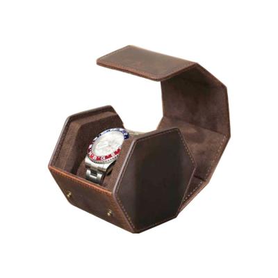 China Custom Logo Genuine Leather Watch travel Box Organizer Hexagon Watch Roll For Wrist Watch à venda