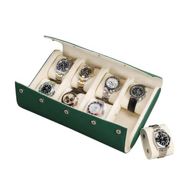 China Custom Genuine Leather 8 Slots Watch Roll Travel Case Leather Watch Storage Organizer Box Case for sale
