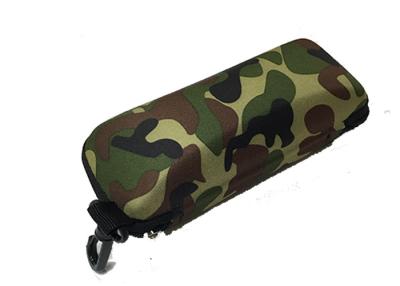 China Green Camo Shockproof EVA Glasses Case with Nylon Zipper and Plastic Hook for sale