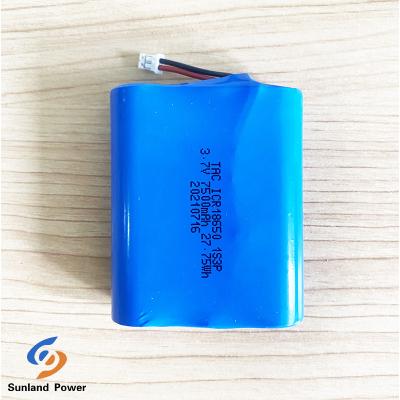 China ICR18650 1S3P 3.7V 7.5AH Lithium Ion Battery Pack For LED Light With JST PHR-2P Connector for sale
