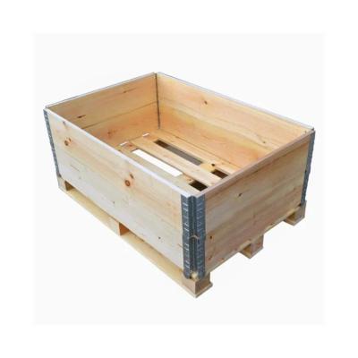 China 4 Way Pallet Wooden Crate Box Warehouse Storage Hinge Wooden Enclosure Box for sale