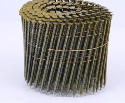 China Pallet Coil Wire Nails Yellow Zinc White Pallet Screw Shank Coil Nails for sale