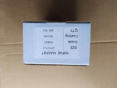 중국 브러시리스 직류 전동기를 위해 영구적 네오디뮴 자석 N38SH F27x11x1.5mm을 코팅하는 은 판매용