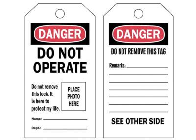 China Customized Lock Out Tag Out Sign , Industrial Safety Disposable Lockout Tags for sale