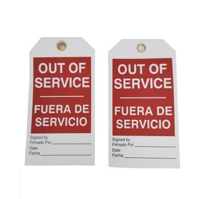 China Waterproof Custom Repair Tags White Red Tag Out Of Service Fuera De Servicio for sale