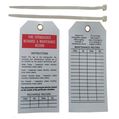 China Customized Polyester Fire Extinguisher Inspection Plastic Safety Tag 5 3/4inx3in for sale
