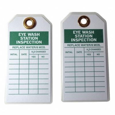 China SGS Polyester Eye Wash / Shower Inspection Record Tag 5 3/4