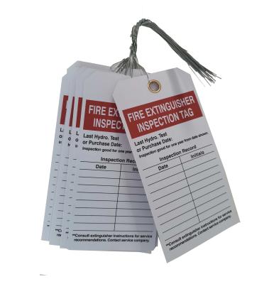 China Fire Extinguisher Inspection Cardstock Tag Lock Out Tag 5 3/4 In Height White for sale