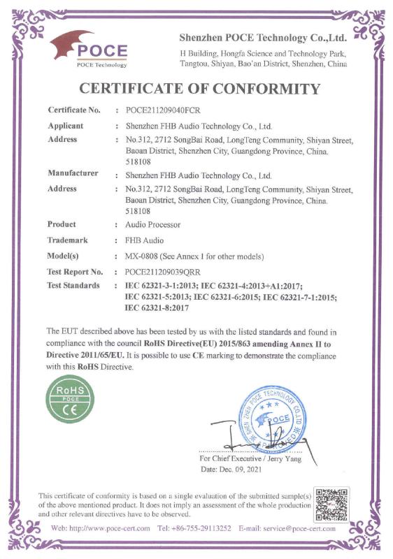 ROHS - Shenzhen FHB Audio Technology Co., Ltd.