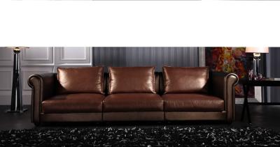 Chine 1+2+3 brown leather sofa à vendre