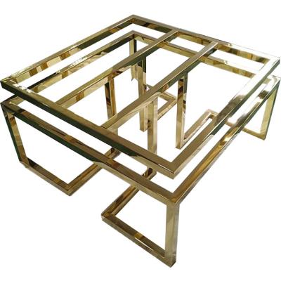 China Golden Chrome Plating Metal Coffee Table Frame Wire Drawing And Polished for sale