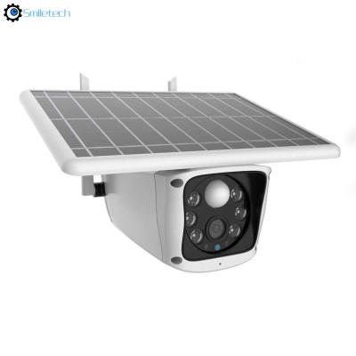 China Outdoor 1080P Bullet Camera Outdoor PIR alarm Low Power TF card slot Solar Powered Wifi camera for sale
