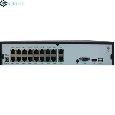 China H.265 4K 16CH POE 5MP 2 SATA HDD 80M incoming bandwidth intelligent NVR network surveillance camera system for sale