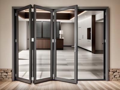 China modern Commercial Aluminium Glass Folding Doors Partitions Anodized Surface for sale