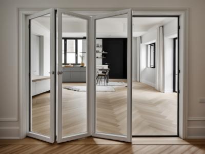 China Puertas plegables de vidrio de aluminio de interior / exterior Puertas plegables biplácidas residenciales elegantes en venta