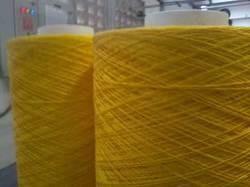 China 2 Ply Colored Yellow Ripcord Twist Polyester Yarn Used For UTP CAT6 Network Cable for sale